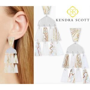 NWOT Kendra Scott Rochelle White Mix Abalone Statement Earrings